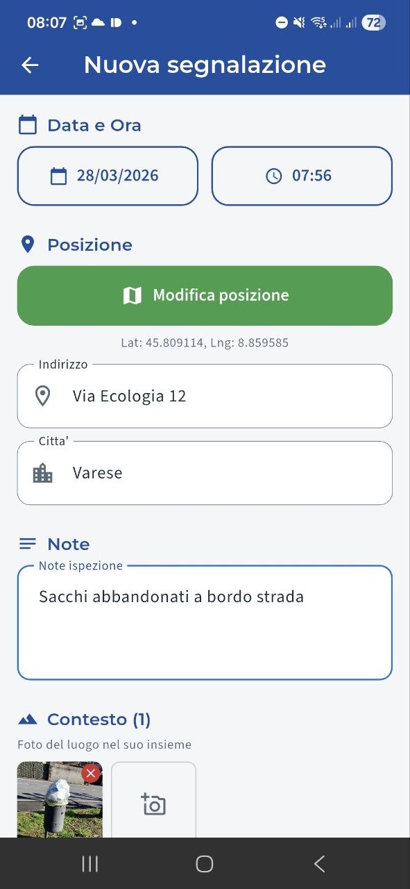 EcoVigile App — Nuova segnalazione